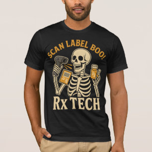 Scan Label Boo Rx Tech Pharmacy Halloween T-Shirt