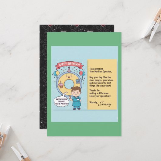 Scan Machine Operators' Birthday Karte (Vorderseite/Rückseite Beispiel)
