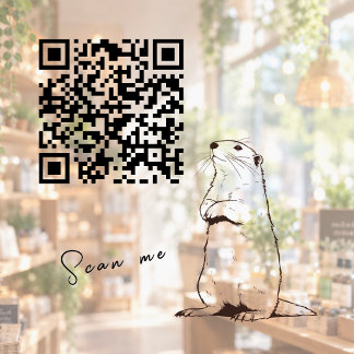 Scan me QR Code Cute Prairie Dog Pet Cafe Shop Fensteraufkleber