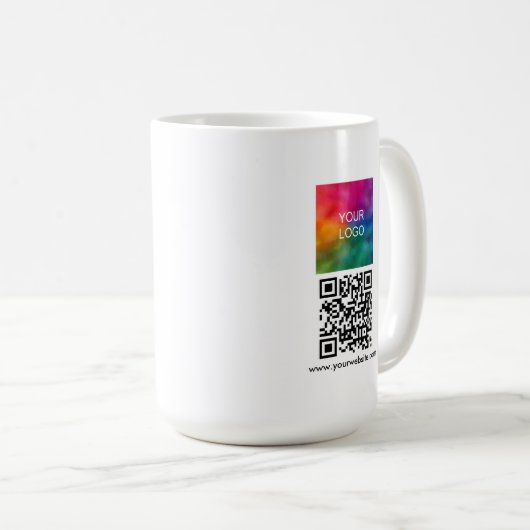Scan Me QR Code Upload Logo Modern Promotional Kaffeetasse (VorderseiteRechts)