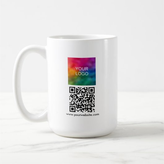 Scan Me QR Code Upload Logo Modern Promotional Kaffeetasse (Links)