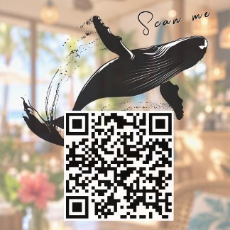 Scan me QR Code Whale Coworking Tech Office Fensteraufkleber