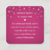 Scan Me QR RSVP Quinceañera Crown Fuschia Pink Begleitkarte (Rückseite)