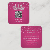 Scan Me QR RSVP Quinceañera Crown Fuschia Pink Begleitkarte (Vorne/Hinten)