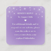 Scan Me QR RSVP Quinceañera Crown Lilac Purple Begleitkarte (Rückseite)