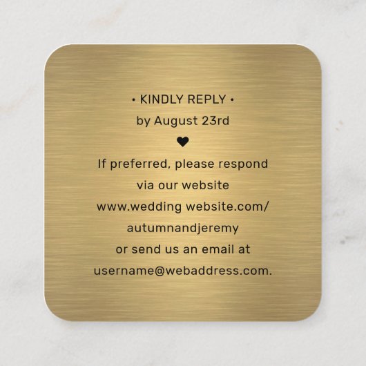 Scan Me QR UAWG Black & Gold Square Hochzeit Begleitkarte (Rückseite)