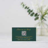 Scan Me UAWG Emerald Green Gold Wedding QR Code Begleitkarte (Stehend Vorderseite)