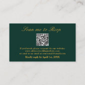 Scan Me UAWG Emerald Green Gold Wedding QR Code Begleitkarte (Vorderseite)