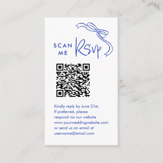 Scan Me UAWG French Blue Wedding QR Code UAWG Begleitkarte (Vorderseite)