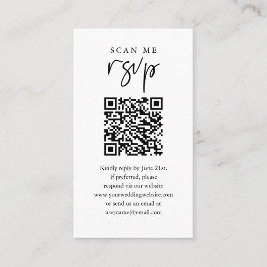 Scan Me UAWG Wedding QR Code UAWG Begleitkarte (Vorderseite)