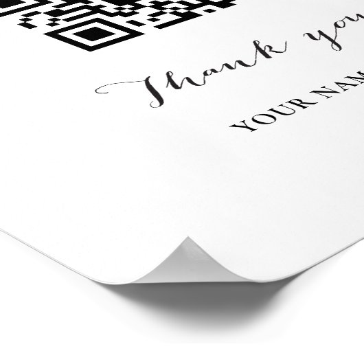 Scan-Pay QR-Code-Zeichen für Hochzeitsurkunde Bar Poster (Ecke)