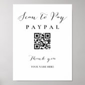 Scan-Pay QR-Code-Zeichen für Hochzeitsurkunde Bar Poster (Vorne)
