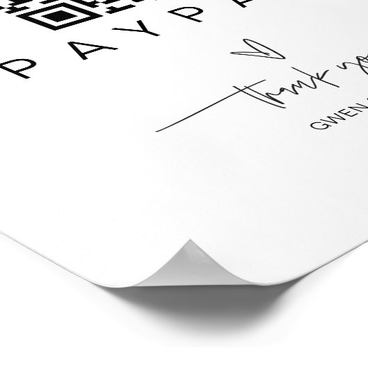 Scan-Pay QR-Code-Zeichen für Hochzeitsurkunde Bar Poster (Ecke)