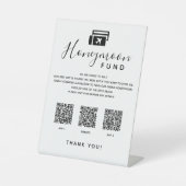 Scan QR Code App Digital Honeymoon Fund Hochzeit Sockelschild (Vorderseite)