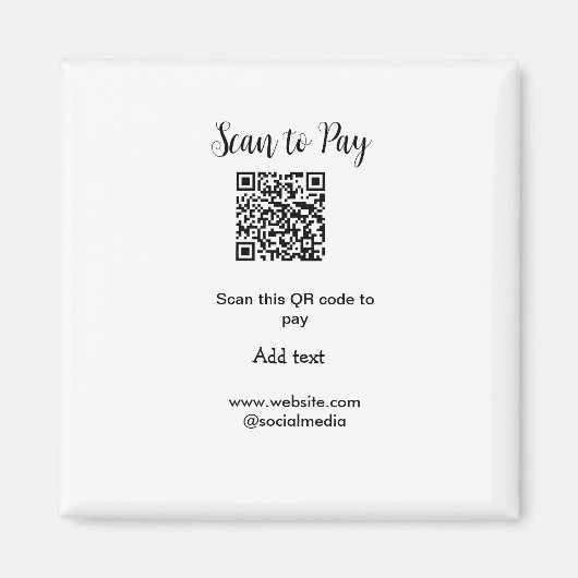 Scan-QR-Code bezahlen Fügen Sie E-Mail-Daten der W Magnet (Vorne)