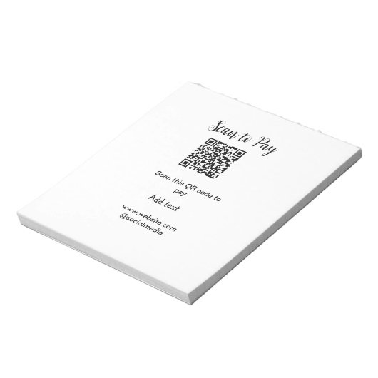 Scan-QR-Code bezahlen Fügen Sie E-Mail-Daten der W Notizblock (Rotiert)