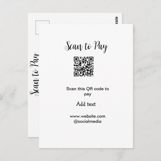 Scan-QR-Code bezahlen Fügen Sie E-Mail-Daten der W Postkarte (Vorne/Hinten)