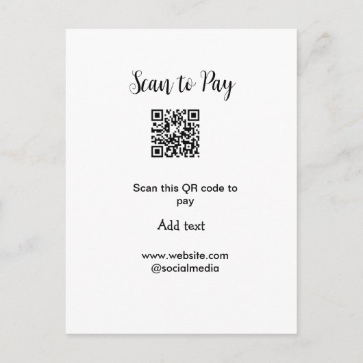 Scan-QR-Code bezahlen Fügen Sie E-Mail-Daten der W Postkarte (Vorderseite)