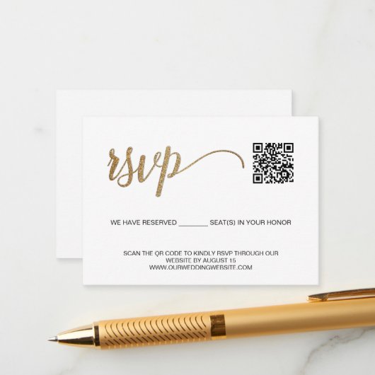 SCAN QR Code Einfach Gold UAWG mit reservierten Pl Begleitkarte (Vorderseite/Rückseite Beispiel)