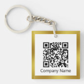 Scan QR Code Gold und White Business Schlüsselanhänger (Vorderseite)