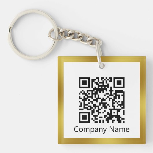 Scan QR Code Gold und White Business Schlüsselanhänger (Vorderseite)