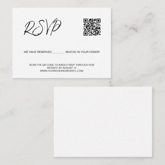 SCAN QR Code Hochzeitswebsite Reservierte Sitzplät Begleitkarte (Vorne/Hinten)