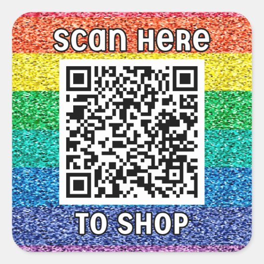 Scan QR-Code Regenbogen Classic Square Sticker (Vorderseite)
