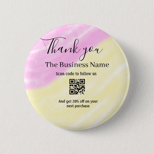 Scan QR to follow us thank you discount code pink Button (Vorderseite)