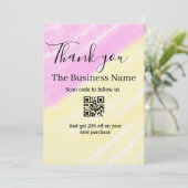 Scan QR to follow us thank you discount code pink  Einladung (Stehend Vorderseite)