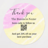 Scan QR to follow us thank you discount code pink Etiketten (Design 1)