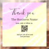 Scan QR to follow us thank you discount code pink Fensteraufkleber (Blatt 2)