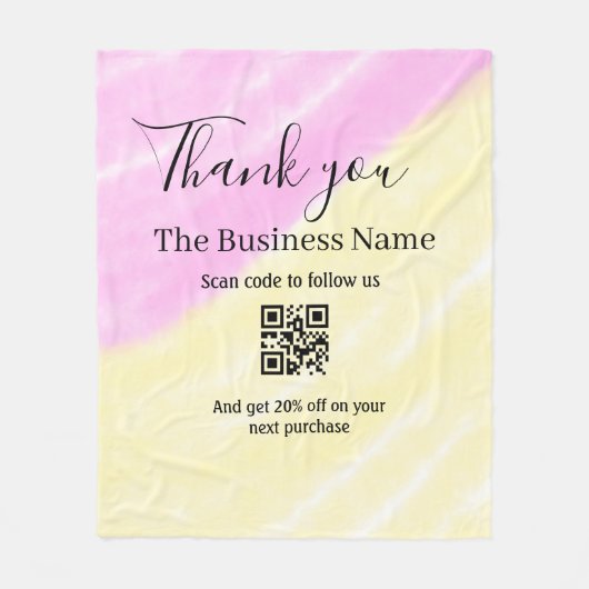 Scan QR to follow us thank you discount code pink  Fleecedecke (Vorderseite)