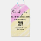 Scan QR to follow us thank you discount code pink  Geschenkanhänger (Rückseite)