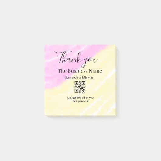 Scan QR to follow us thank you discount code pink  Post-it Klebezettel (Vorderseite)