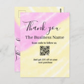 Scan QR to follow us thank you discount code pink  Postkarte (Vorne/Hinten)