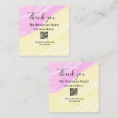 Scan QR to follow us thank you discount code pink  Quadratische Visitenkarte (Vorne/Hinten)