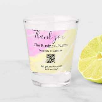 Scan QR to follow us thank you discount code pink Schnapsglas