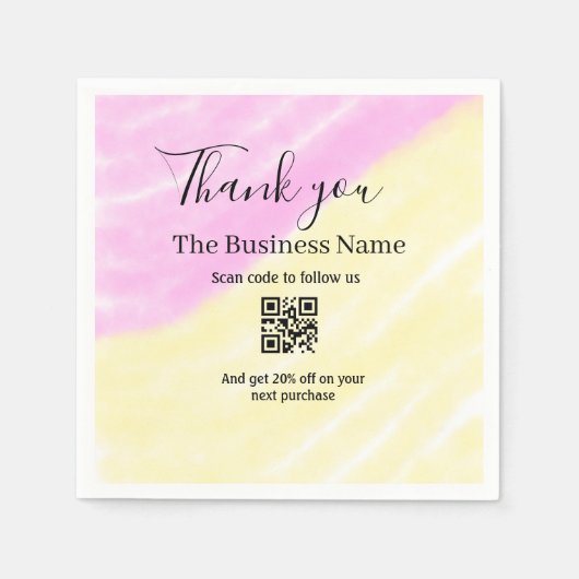 Scan QR to follow us thank you discount code pink Serviette (Vorderseite)