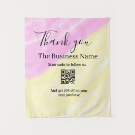 Scan QR to follow us thank you discount code pink  Wandteppich