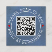 Scan QR UAWG blau und Herz Hochzeit Begleitkarte (Vorderseite)
