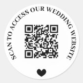 Scan to Access Wedding Website - QR Code Runder Aufkleber (Vorderseite)