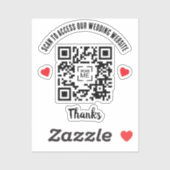 Scan to access Wedding Website Red Heart QR Code Aufkleber (Blatt)