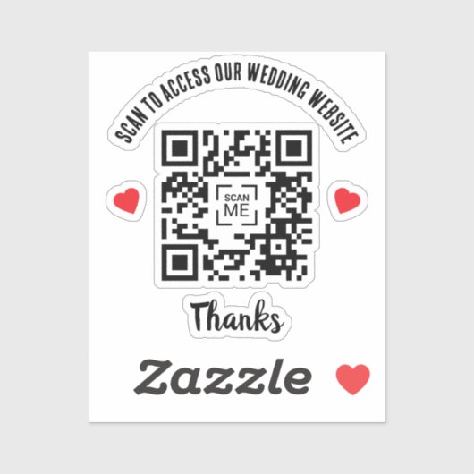 Scan to access Wedding Website Red Heart QR Code Aufkleber (Blatt)