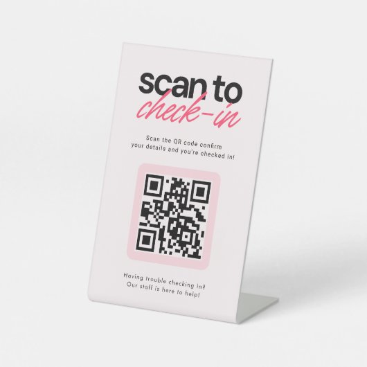 Scan to Check in QR Code Business Tabletop Sign Sockelschild (Vorderseite)