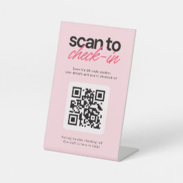 Scan to Check in QR Code Business Tabletop Sign Sockelschild