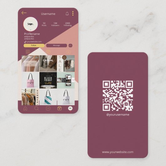 Scan to Connect QR Code Logo Instant Business Card Visitenkarte (Vorne/Hinten)