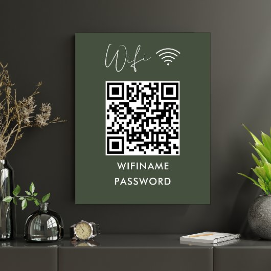 Scan to Connect Wifi Qr Code Password Forest Green Poster