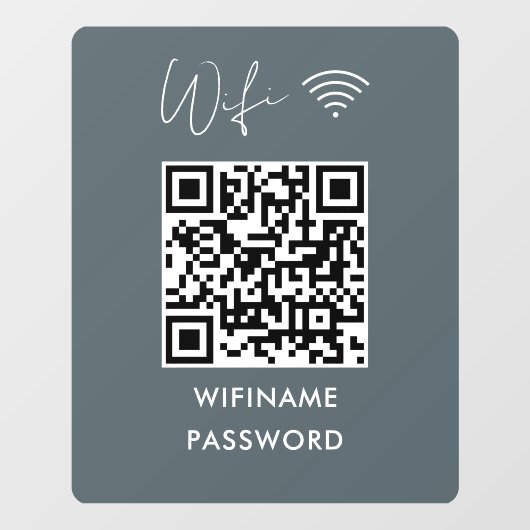 Scan to Connect Wifi Qr Code Password Modern Navy Fensteraufkleber (Blatt)