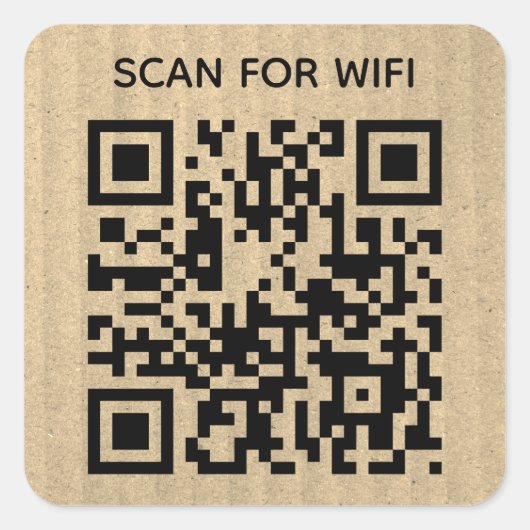 Scan to connect Wifi QR Code Rustikale Karton Quadratischer Aufkleber (Vorderseite)