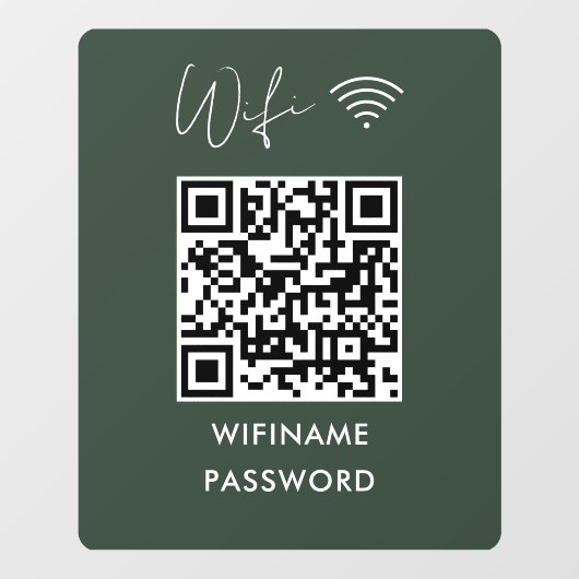 Scan to Connect Wifi Qr-Codekennwort dunkelgrün Fensteraufkleber (Blatt)